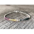 thumbnail image 2 of Multi Sapphire 2.5mm Rondelle Shape Smooth Cut Beads 7 inch Silver Plated Clasp Bracelet for men, women, unisex. Link Chain Stacking Bracelet.|LINK_04929, 2 of 4