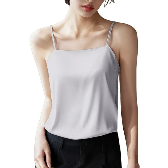 Bovemsi Camisole Tops for Women Women's Suit With Bottoming White Satin Ice Loose Top In Summer Basic Tanks