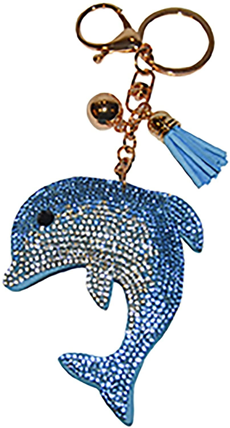 Dolphin Rhinestone and Metal Keychain Purse Bag Charm 