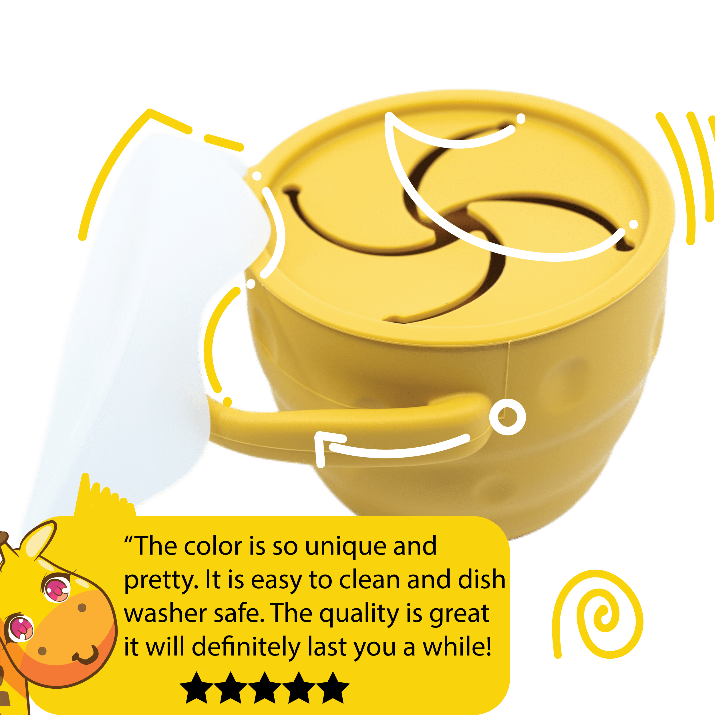 Muqee Peeko Mustard Yellow Silicone Baby and Toddler Feeding Set - Plate Set with Utensils (6 Piece Set)