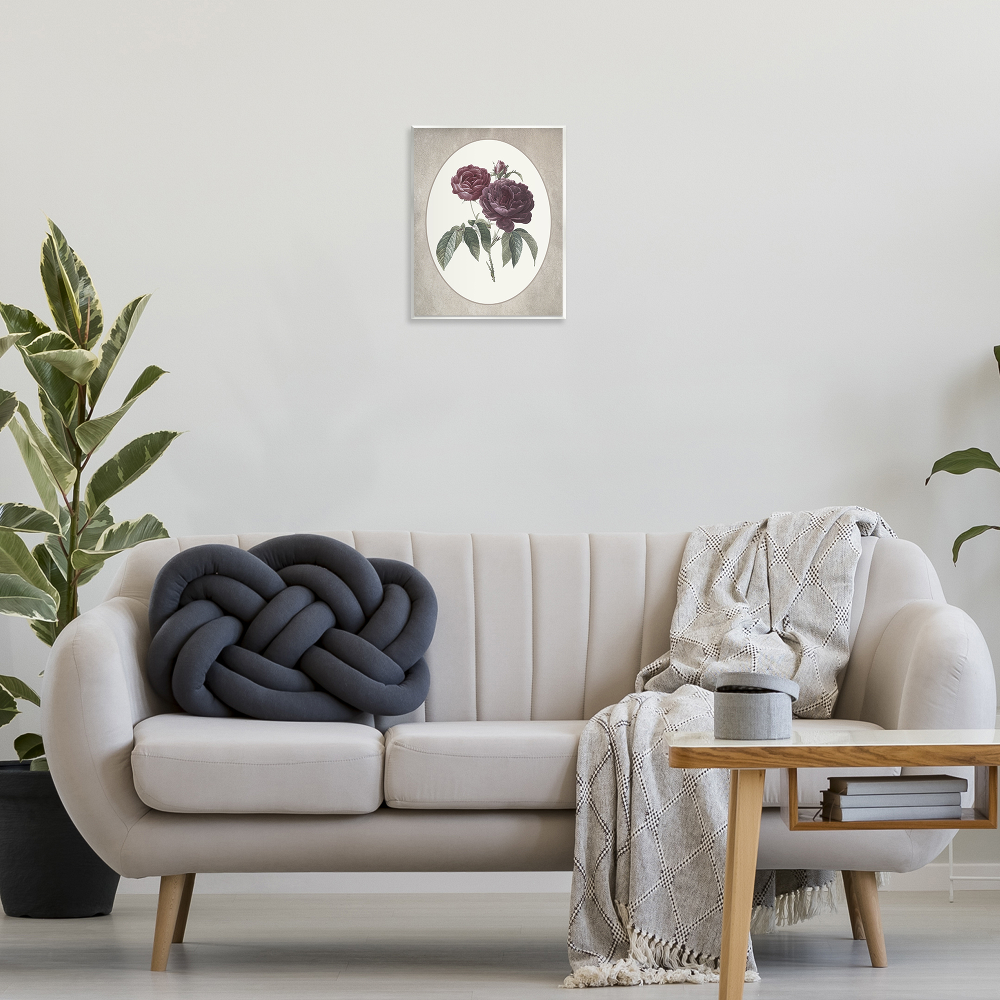 Vintage Blooms within Oval Wall Plaque Art, design by Lettered and Lined