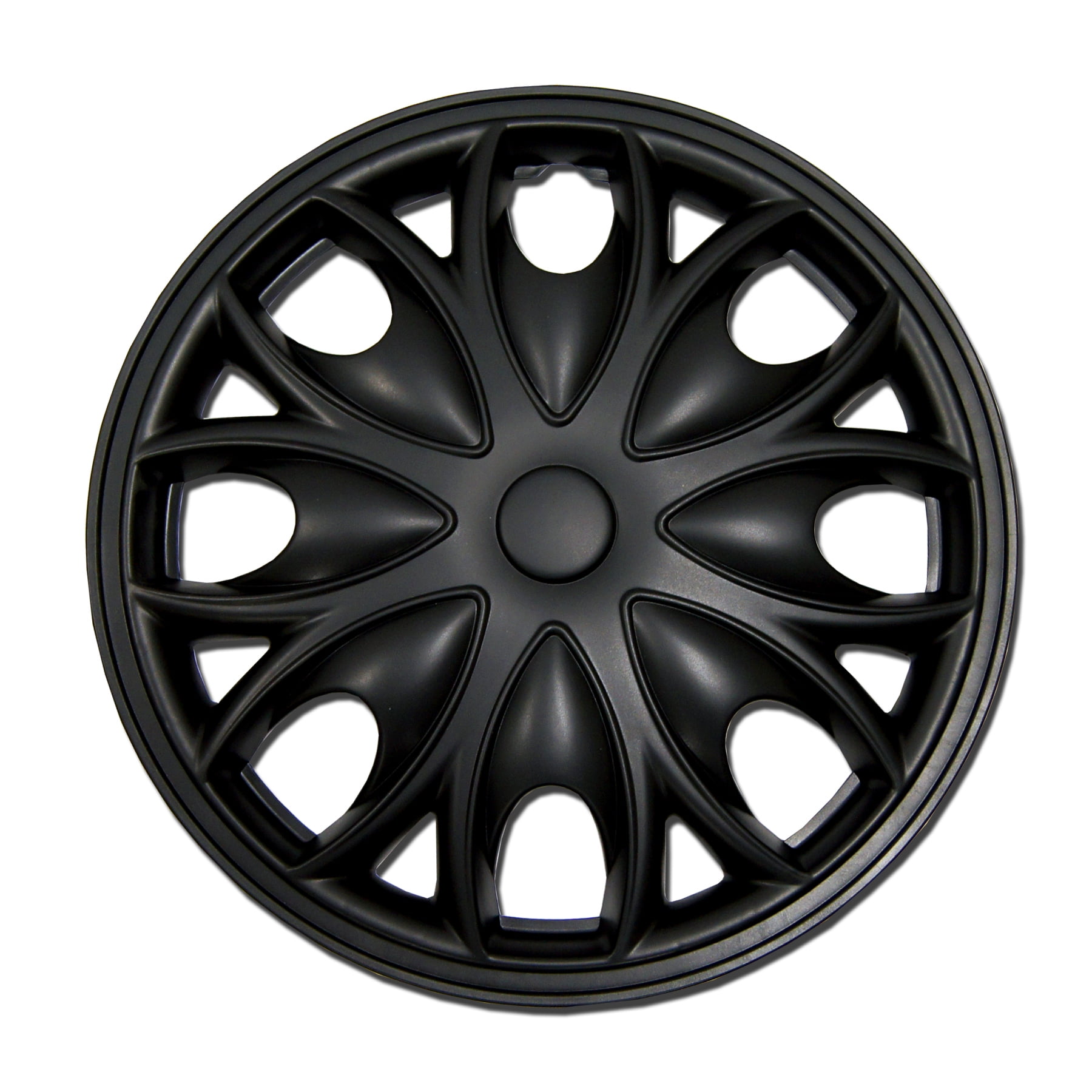 TuningPros WC153526B Set of 4 Matte Black SnapOn Hubcaps 15" Hub