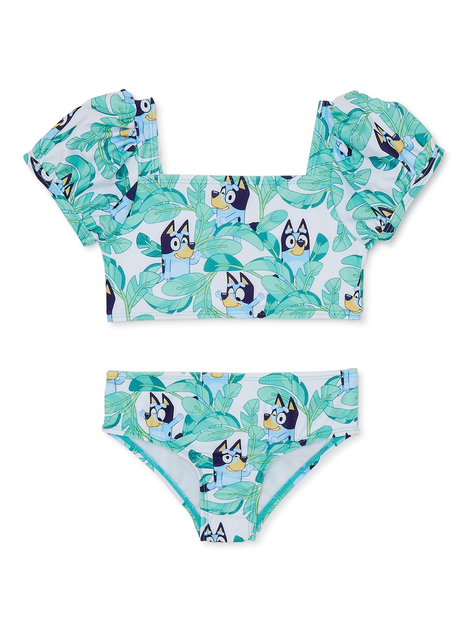 Bluey Toddler Girl Puff Sleeve Bikini, 2Piece, Sizes 2T5T