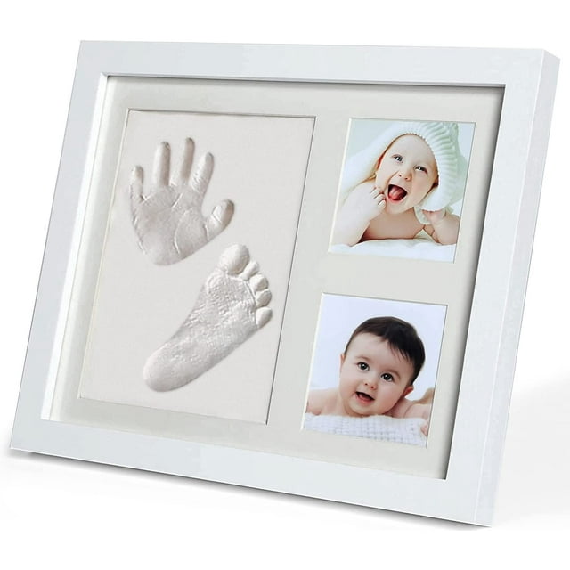 Marco de huellas de bebé, kit de huellas de manos de bebé para lista de nacimiento,
