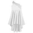 thumbnail image 6 of TiaoBug Kids Girls One Shoulder Flower Girl Wedding Bridesmaid Dress Sleeveless Princess High Low Dresses White 10, 6 of 6