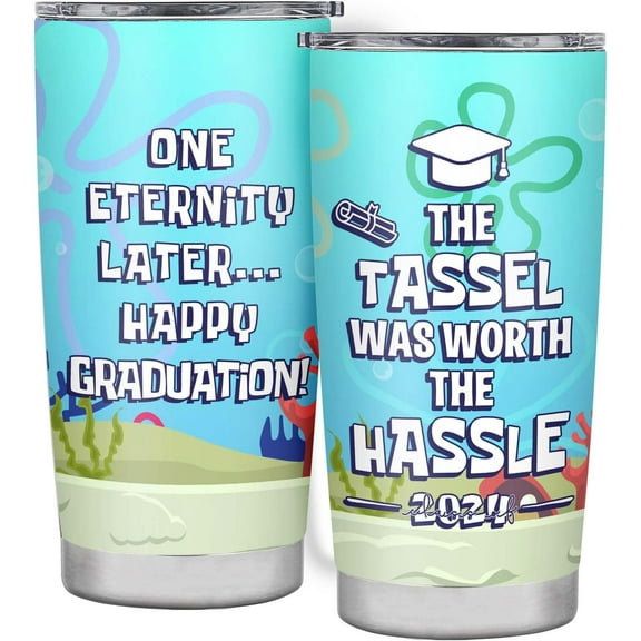 Graduation Gifts for Her, Him - Class of 2024 - The Tassel was Worth The Hassle - Cool College Graduation Gifts, Masters Degree Phd Graduation Gifts for Women Men, 2024 Graduation 20oz Tumbler