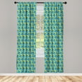 thumbnail image 3 of Floral Curtains 2 Panels Set, Yellow Tone Flowers Pattern on Stripes, Window Drapes for Living Room Bedroom, 56"W X 95"L, Sea Blue Yellow, by Ambesonne, 3 of 5