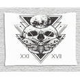 thumbnail image 1 of Death Moth Tapestry, Sacred Geometry Skull Dead Head Alchemy Hipster Tattoo Style Art, Wall Hanging for Bedroom Living Room Dorm Decor, 60W X 40L Inches, White and Dark Blue Grey, by Ambesonne, 1 of 2