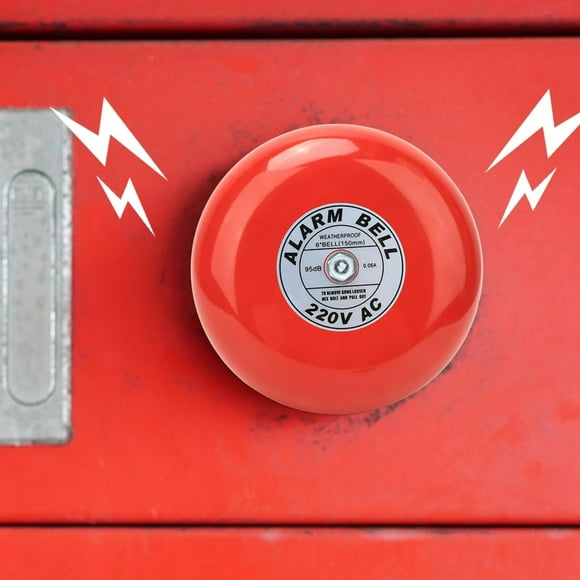 Fire Alarm Metal Alarm Bell Round Bell Fire Alert CB-6B Fire Alarm Bell 150mm 95dB Red Industrial Building Elevator Alarm Bell AC220V 60mA