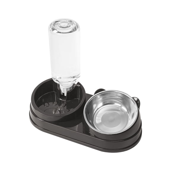 Twfbrm 2 in 1 Cat Food Bowls, Elevated Pet Food and Water Bowl Set with Automatic Water Dispenser and Stainless Steel Bowl, Non-Slip 15°Tilted Raised Cat Bowls Pet Feeder Dish for Cats and Small Dogs
