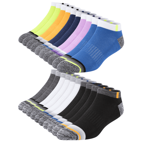COOPLUS Mens 10 Pairs Ankle Socks Low Cut Breathable Socks Cushioned Casual Socks for Men