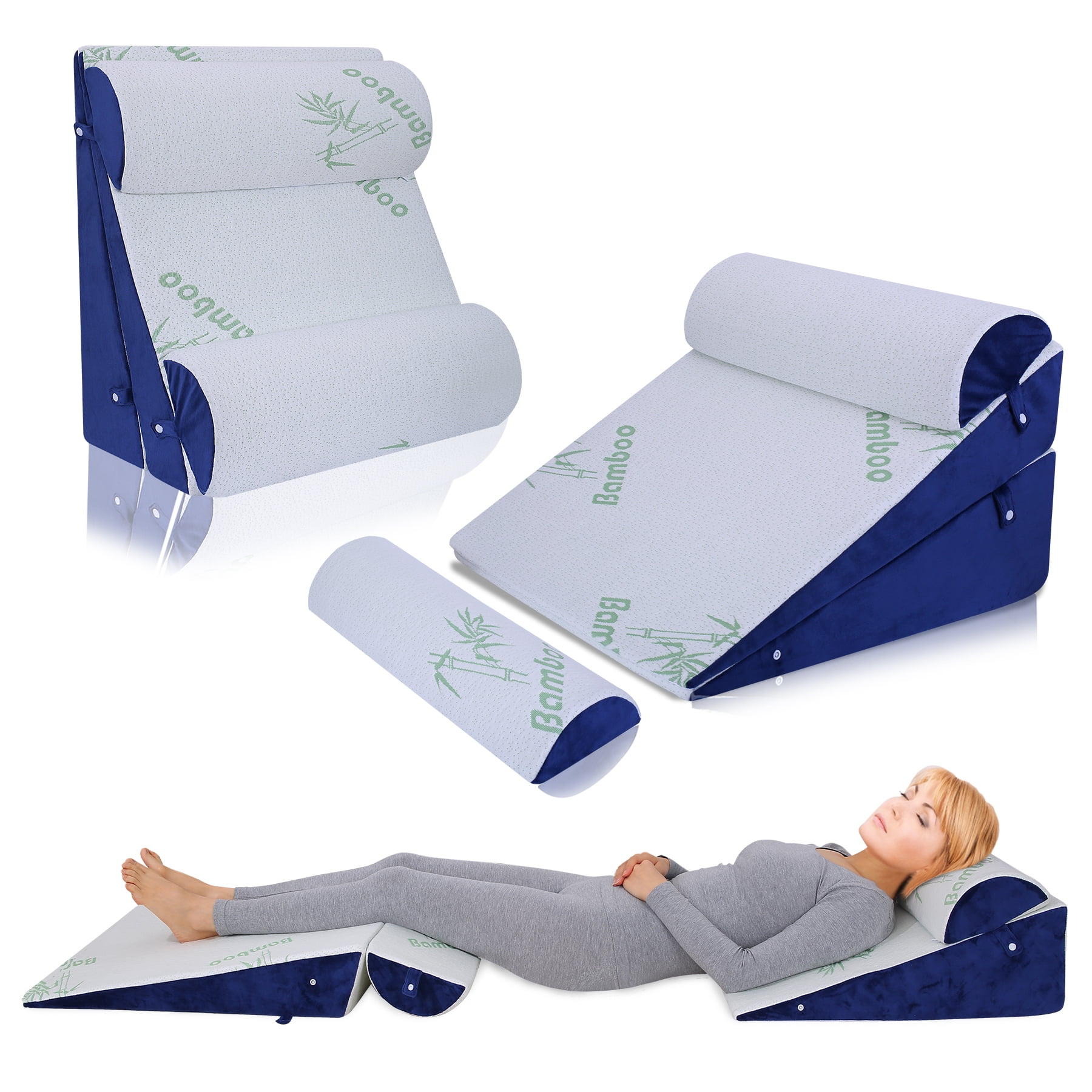WDBBYL Memory Foam Wedge Pillows - Removable Cover, Post Surgery Recovery, Pain Relief 4 Count