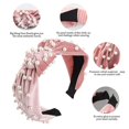 thumbnail image 5 of Paquete de 4 diademas anchas de terciopelo, diadema de turbante de nudo, diadema vintage para la cabeza con perla sintética, aros elásticos, accesorios para el cabello de moda para mujeres y niñas, G Afortunado Sencillez, 5 of 5