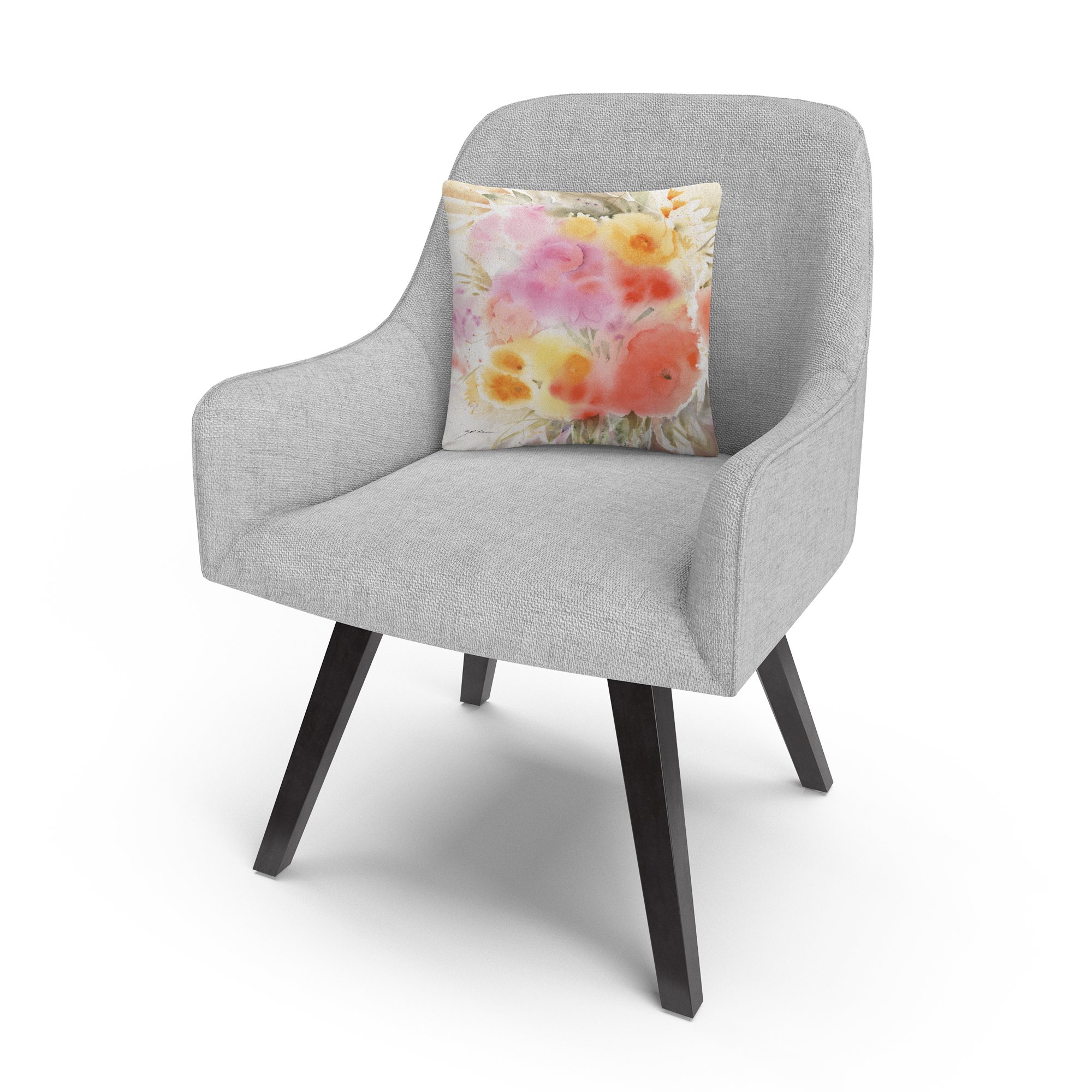 Spring Flowers Square' Watercolor Painting By Sheila Golden 16 X 16 Decorative Throw Pillow