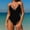 Black, variant on Baqcunre Womens One Piece Swimsuits, Women's Swimsuit V Neck Drawstring Bathing Suit Color Block High Cut Tummy Swimsuits, Women's Swimwear 1PC Beige L