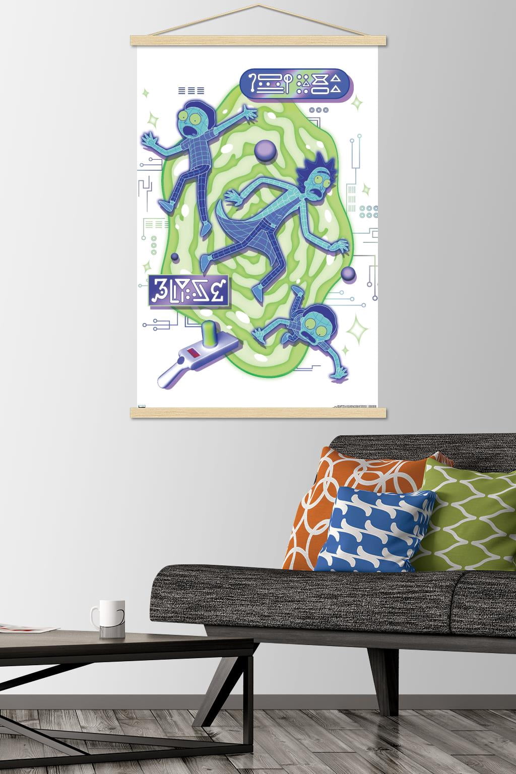 Rick and Morty - Portal Vaporick Wall Poster with Magnetic Frame, 22.375" x 34"