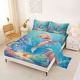 thumbnail image 2 of Feelyou Kawaii Ocean Mermaid Queen Sheet Sets for Kids Boys Girls, Starfish Coral Wildlife Bed Set, Blue, 4 Pieces, 2 of 5