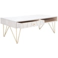 thumbnail image 2 of SAFAVIEH Marigold Mid-Century Coffee Table with Drawer, White/Brass, 2 of 12