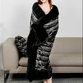 thumbnail image 4 of Fuzzy Faux Fur Throw Blanket Black Super Soft Cozy Plush Fuzzy Shaggy Blanket for Couch Sofa、Bed、Living Room(BlackThrow(60"x80")), 4 of 6
