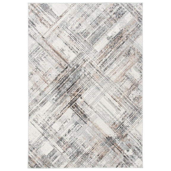 SAFAVIEH Shivan Melanie Abstract Brush Area Rug, Ivory/Grey, 5'1" x 7'6"