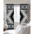 thumbnail image 3 of Haze Blue Boho Blackout Curtains, Light Blocking Print Window Curtains, Farmhouse Retro Southwest Aztec Motifs Thermal Insulated Window Drapes for Living Room Kitchen Cafe 2 Panels, 84"W x 84"L, 3 of 9