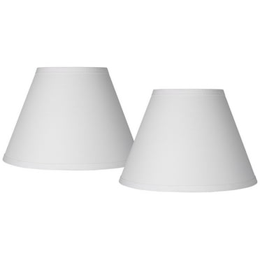 Springcrest Set of 2 Empire Lamp Shades White Small 6" Top x 12" Bottom x 8" High x 8.5" Slant Clip-On Harp and Finial Fitting