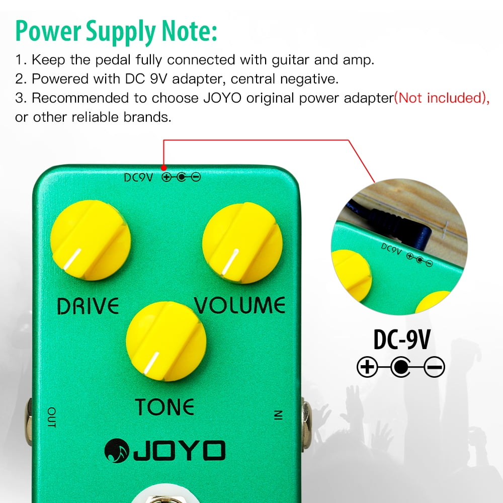 JOYO Warm Smooth Overdrive Effect Pedal, 3-Knob Control for Blues Rock Rhythm & Lead for Home Practice
