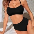 thumbnail image 6 of Sngxgn Women V Neck Swimsuits Tummy Control Ruched Swimwear Halter Bathing Suit(Black,L), 6 of 8