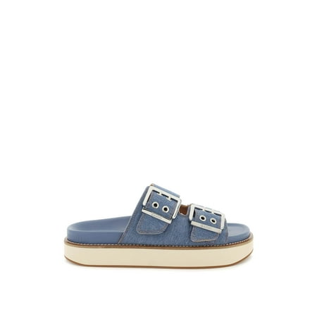 

Ganni Denim Double Strap Slides Women