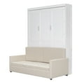 thumbnail image 4 of Harper & Bright Designs Queen Size Murphy Bed, Wooden Queen Murphy Bed with Cushion, Wall Bed with Sofa for Home Office or Small Room, White, 4 of 16