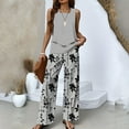 thumbnail image 2 of WTOBBY Women's Summer Vacation Outfit, Double-Layer Sleeveless Vest Top & Loose Casual Pants 2-Piece Set, Lightweight Travel Wear,Gray XL, 2 of 3