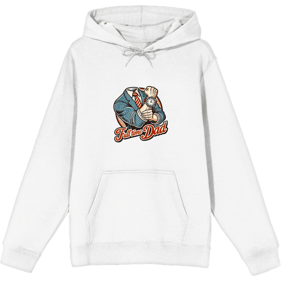 Full Time Dad Business Suit Adult White Long Sleeve Hoodie-Small