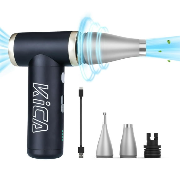 KiCA Compressed Air Duster, Jet Fan 2S Electric Air Duster - 56 MPH Wind Speed, 117000RPM Turbo Boost Mode, 0.66lbs Aluminum Alloy Design, Jet Dry Blower for Keyboard, P