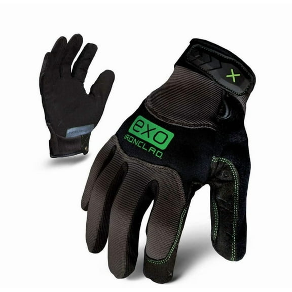 Mechanics Gloves, Synthetic Leather Palm, Neoprene Padding, Hook-and-Loop Closure, Gray, L, 1 PR