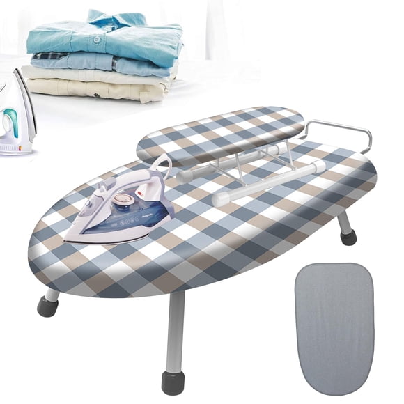JASUVII Ironing Board, Tabla de Planchar Plegable, Mesa de Planchar, Tabla de Planchar Sobremesa, 61 * 37 * 17cm Burro para Planchar Pequeña con Soporte de Hierro(con Funda de Tela de Recam