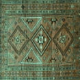 thumbnail image 1 of Ahgly Company Machine Washable Indoor Square Southwestern Turquoise Blue Country Area Rugs, 7' Square, 1 of 4