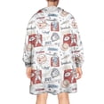 thumbnail image 2 of Vintage Baseball Elements Pattern Wearable Oversized Blanket,Wearable Blanket Hoodie for Adults,Cozy Hooded Blankets with Super Pockets,Super Warm Fuzzy Pullover for Women & Men, 2 of 6