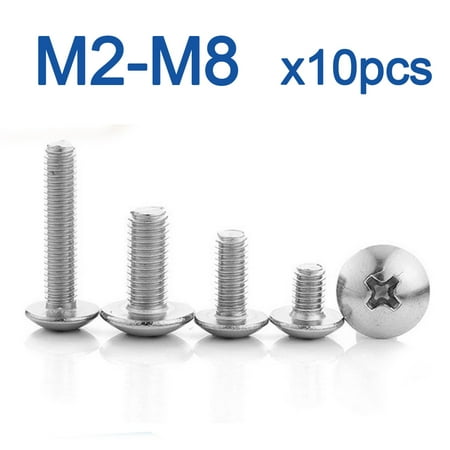 

10pcs/lot Cross Recessed Truss Head Machine Screws M3 M4 M5 M6 M8 Mushroom Big Flat Head 304 Stainless Steel Philips