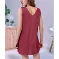 thumbnail image 2 of V Neck Sleeveless Sundresses Wine Red L, 2 of 5