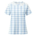 thumbnail image 4 of Camisas de Manga Corta para las Mujeres Impresión Cuello Redondo Suéter Encaje Camisa, Blusa de Verano Casual para las Mujeres, 4 of 6