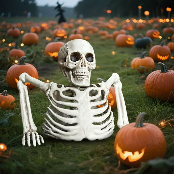 NOBRAND Halloween Skeleton Tabletop White Plastic Half Skeleton Halloween Prop Decoration