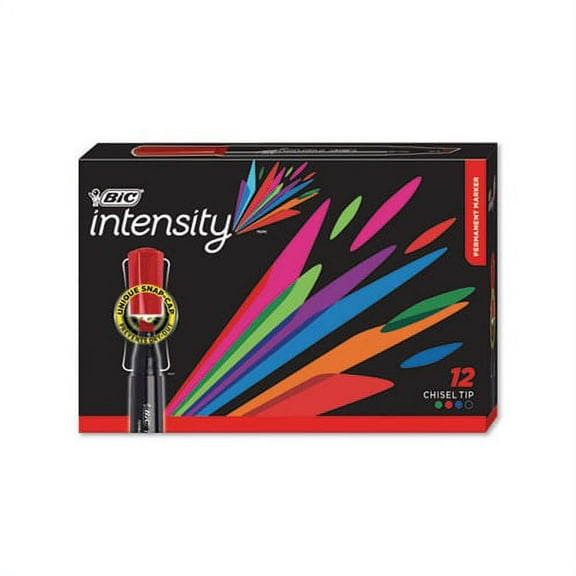 Intensity Chisel Tip Permanent Marker Broad, Assorted Colors, Dozen