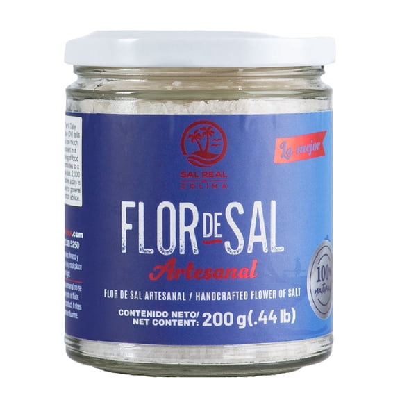 Flor de Sal gourmet Sal Real de Colima Frasco cristal 200 g