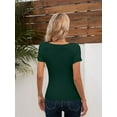 thumbnail image 4 of Women Tops Crew Neck Shirts Short Sleeve Casual Ribbed Slim Fitted T Shirts for Summer, 4 of 8