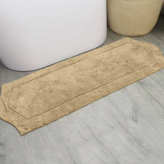 Home Weavers Waterford Collection Bathroom Rug 100% Cotton Tufted Bath Rug, Soft Absorbent Bath Rugs, Non-Slip Plush Bath Rug, Machine Wash Dry, bath Rugs for Bathroom Floor, 22"x60" Runner, Linen