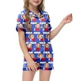 thumbnail image 2 of Children DIY Anniversary Print Pajama Set Short Sleeve Button Up Top And Shorts Set, 2 of 5