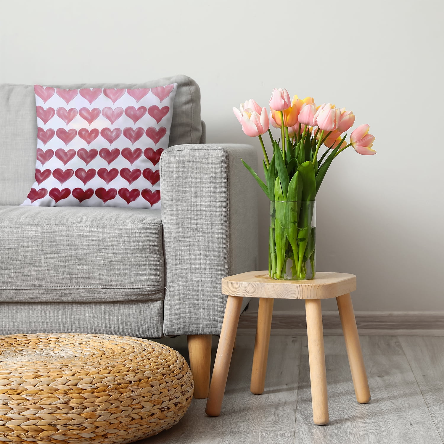 18"x18" Simply Daisy Valentines Colored Hearts Poly Accent Pillow, Red Qty 1