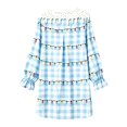 thumbnail image 5 of JIAYUE Girls Christmas Nightgown Long Sleeve Crew Neck Ruffle Cuff Plaid Xmas Light Print Pajamas Dress For Indoor Wear, 5 of 5