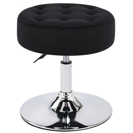 Furniliving Velvet Vanity Stool, Swivel Adjustable Ottoman, Tufted Makeup Chair for Bedroom, Black