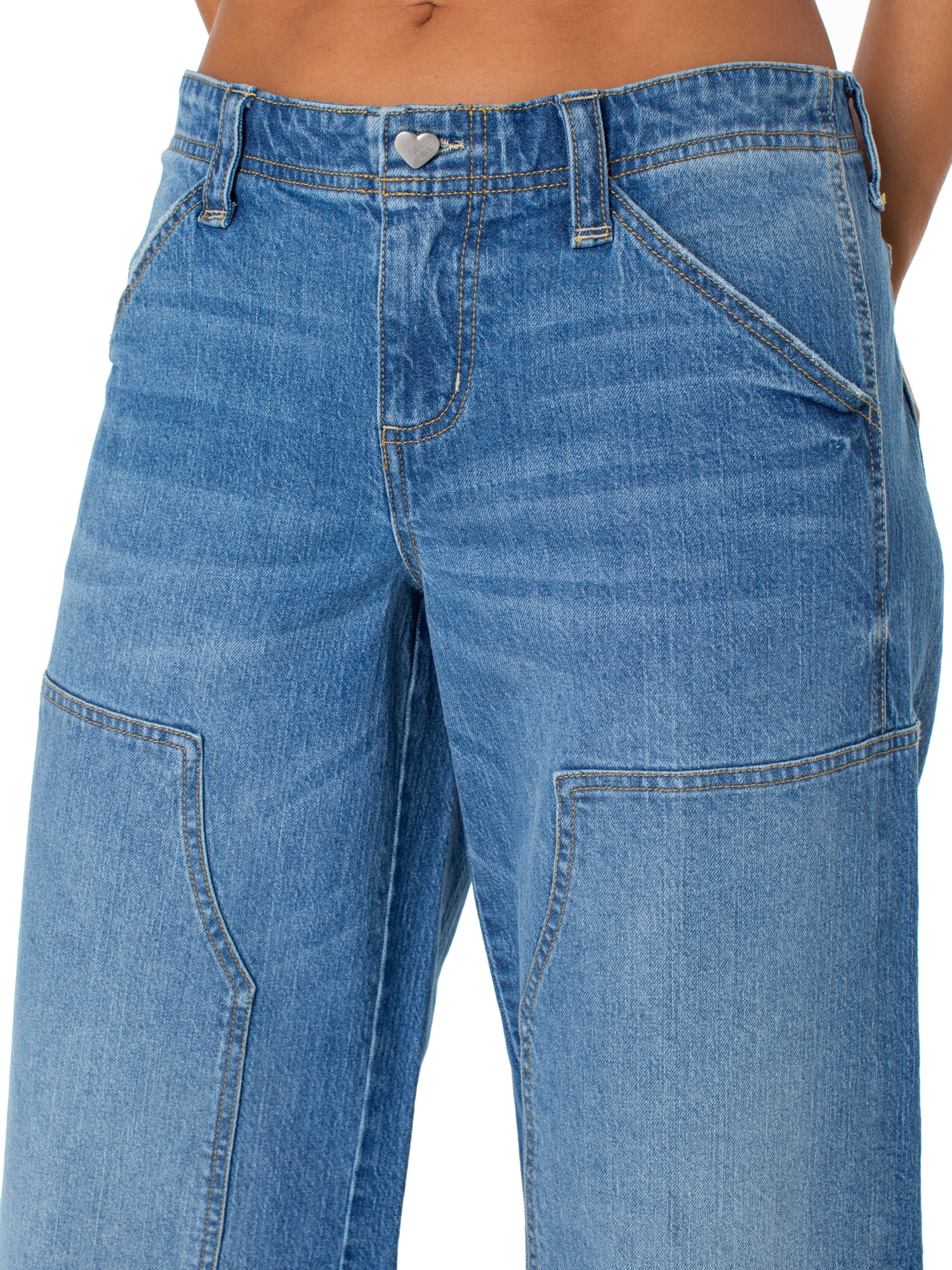 Celebrity Pink Women's Low Rise Baggy Utility Wide Leg Jeans, Sizes 1-21
